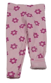 Světlerůžové teplákové zateplené legíny s květy PRIMARK