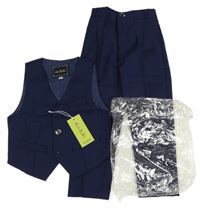 Nové - 2Set - Tmavomodré slavnostní kalhoty + vesta