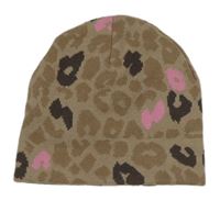 Béžovo-hnědo-růžovo-tmavohnědá vzorovaná čepice H&M