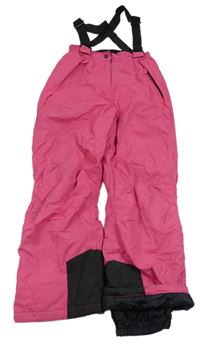 Tmavorůžovo-černé šusťákové funkční zimní oteplovačky s odepínacími trakami crane