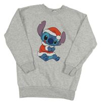 Svetlosivá melírovaná mikina so Stitchem s vánočním motívom George