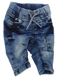 Tmavomodro-modré teplákové rifle s vreckom dopodopo