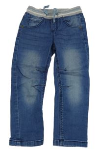 Modré teplákové rifle s úpletovým pasom PUSBLU