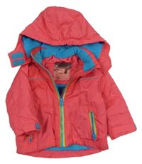 Růžová šusťáková zimní funkční  bunda s odepínací kapucí impidimpi