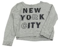 Sivá melírovaná crop mikina s nápismi H&M