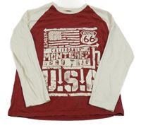 Rezavo-bílé triko s nápisy a číslem M&S