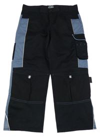 Černo-modrošedé outdoorové crop kalhoty s kapsou KING CRAFT