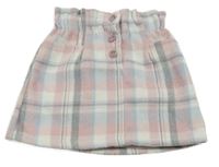 Světlerůžovo/světlemodro-bielo-sivá kockovaná paper bag tepláková sukňa Nutmeg