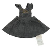 Nová - tmavošedá manšestrová laclová sukně s Pú a volánky M&S