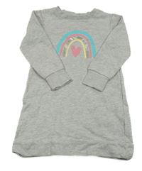 Sivé melírované teplákové šaty s dúhou a srdiečkom Lily & Dan