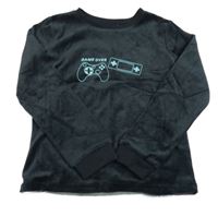 Černá sametová pyžamová mikina s ovladačem L&D