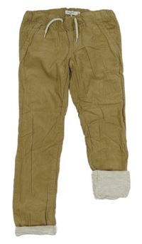 Hnědobéžové manšestrové podšité kalhoty name it.