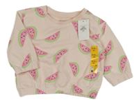 Nové - svetloružová oversize mikina s melónmi PRIMARK