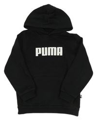 Černá mikina s logem a kapsou a kapucí PUMA