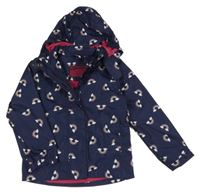 Tmavomodrá šušťáková jarná bunda s duhami a obláčikmi  a odopínacíá kapucňou POCOPIANO