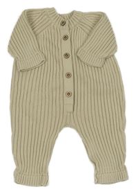 Svetlobéžový rebrovaný pletený overal