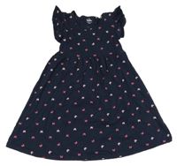 Tmavomodré šaty s motýlikmi a volánikmi Topolino