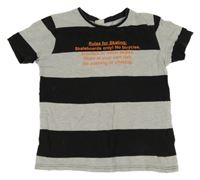 Světlešedo-černé pruhované tričko s nápisy LC WaIKIKI