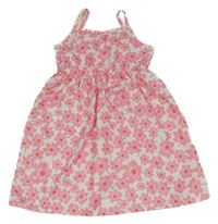 Bielo-ružové kvetované letné šaty