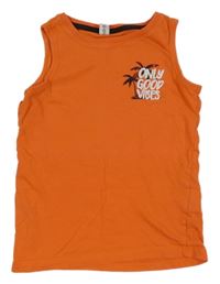 Tmavooranžové tielko s nápismi a palmami dopodopo