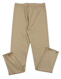 Béžové rebrované legíny