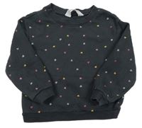 Čierna mikina s farebnými srdiečkami H&M