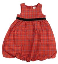 Červeno-čierno-biele kockované balonové podšité šaty OLD NAVY