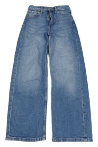 Modré wide leg high waist rifle H&M