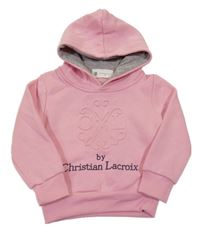 Svetloružová tepláková mikina so znakom a 3D logom a kapucňou Christin Lacroix