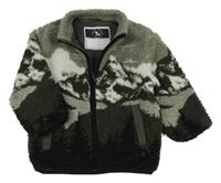 Kaki-army-čierna huňatá podšitá bunda Tu