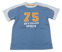 Modré športové tričko s číslom a nápismi