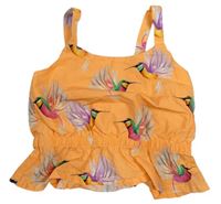 Oranžový crop top s vtáčky H&M