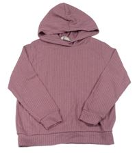 Staroružová rebrovaná úpletová mikina s kapucňou H&M