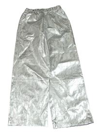 Strieborné koženkové wide leg nohavice zn. Zara