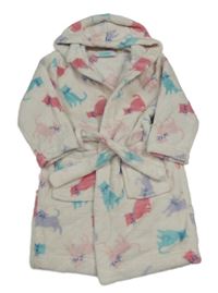 Smotanový chlpatý župan s mačkami a kapucňou John Lewis