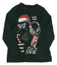 Tmavozelené triko s obrázky C&A