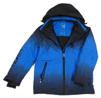 Černo-modrá ombré šusťáková lyžařská bunda s kapucí C&A