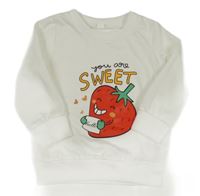 Biela mikina s jahodou