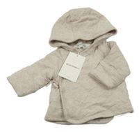 Nové - Béžová melírovaná zateplená zavinovací mikina s kapucí H&M