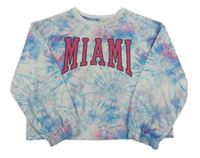 Bílo-modro-růžová batikovaná mikina s nápisem Tu