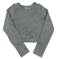 Sivé rebrované športové crop tričko F&F