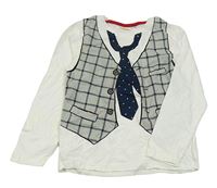 Smetanové triko s vestou a kravatou Kids