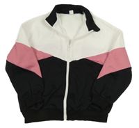 Bielo-čierno-ružová prepínaci mikina Shein