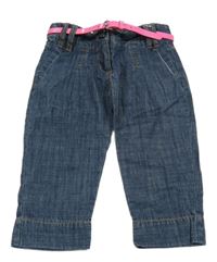 Nové - Tmavomodré capri rifle s páskem Next