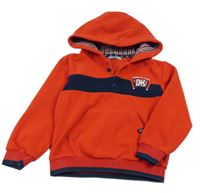 Červeno-tmavomodrá fleecová mikina s výšivkou a kapucňou