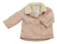 Nové - Růžová manšestrová zateplená bunda F&F