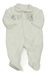 Smetanový žebrovaný sametový overal s Peter Rabbit