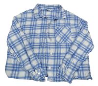 Bílo-modrá kostkovaná crop halenka Primark