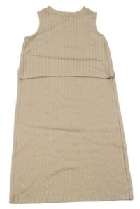 Pudrový třpytivý žebrovaný top River Island