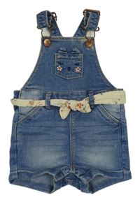 Modré riflové laclové kraťasy s kapsou s čumákem a páskem C&A